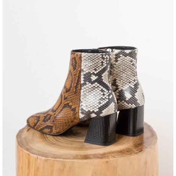 Freda Salvador Snakeskin Ankle Boots - Brown and Black - Picture 3 of 11